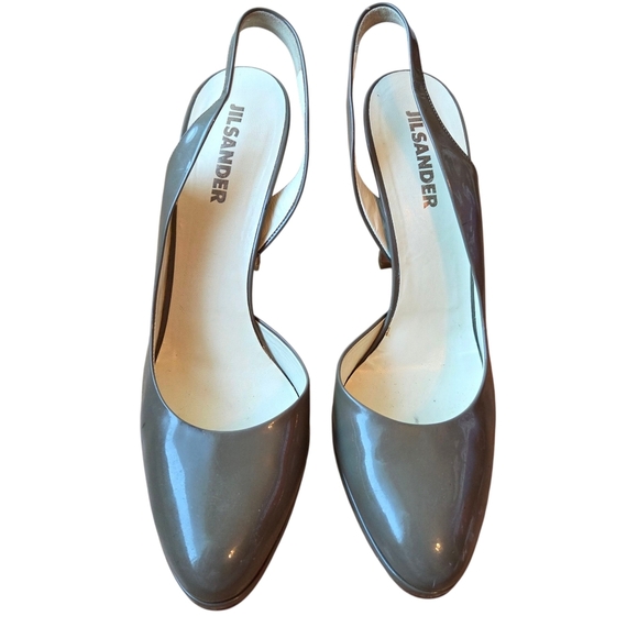 Jil Sander Patent Leather Slingback High Heels Pumps Olive Green Shoes EU 40.5 - Picture 3 of 14